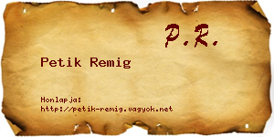 Petik Remig névjegykártya